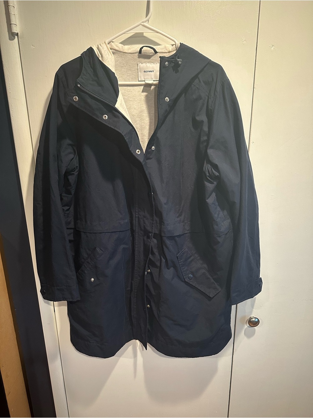 Old Navy Dark Blue Hooded Raincoat with Cream Lining